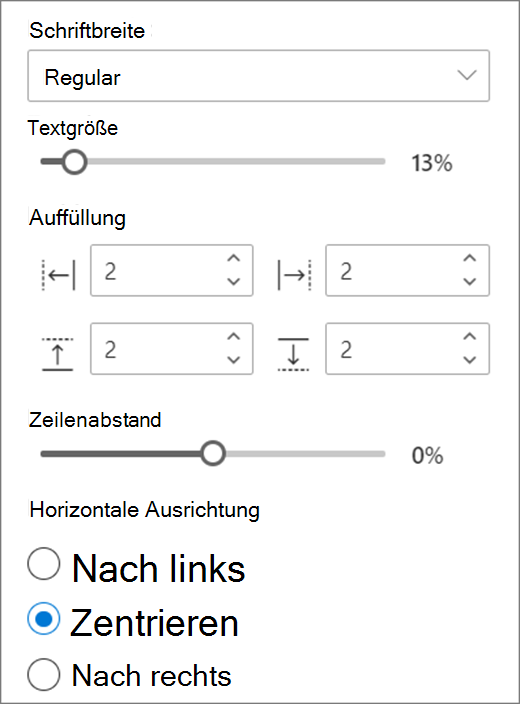 Textformatoptionen