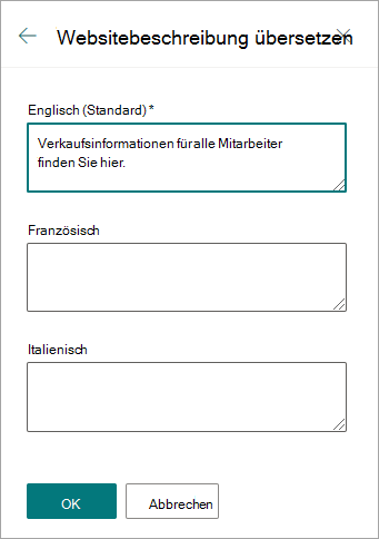 Websitebeschreibung übersetzen