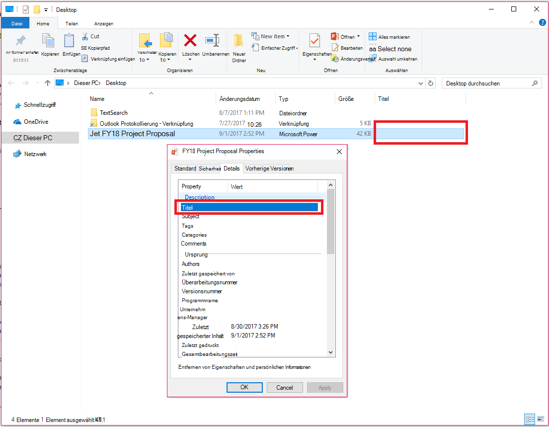 Office-Dokumenteigenschaften in Windows Explorer