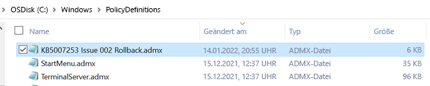 Fenster „Richtliniendefinitionen“