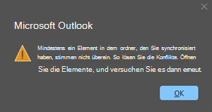 Outlook-Konfliktfehler mit Besprechungselement