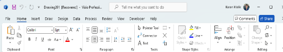 Screenshot der neuen Suchleiste in Visio.