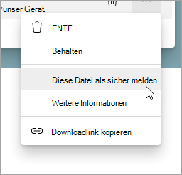 Ein Menü mit ausgewählter Option 