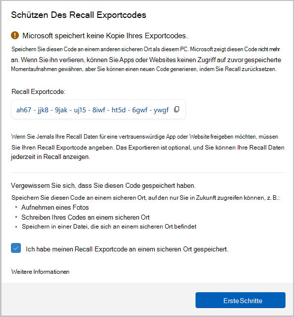 Screenshot des Exportcodes für 