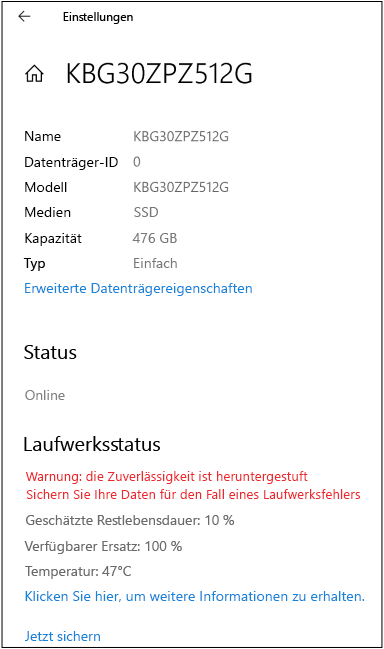 Beispiel für eine Datenträgerseite