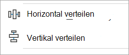 Screenshot: Optionen für die horizontale und vertikale Ausrichtung von Objekten ausrichten