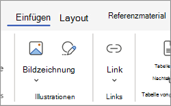 Linkbereich im Menüband