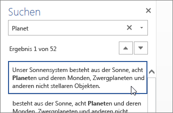 Suchbereich in Word Online