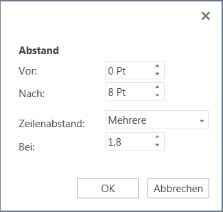 Dialogfeld „Absatz“