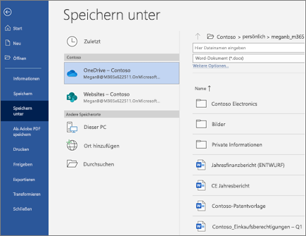 Word-Datei in der Cloud speichern