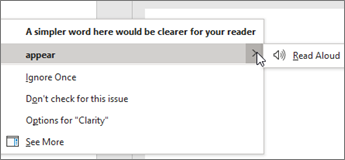 Das Kontextmenü des Editors bietet Ihnen mehrere Optionen für den aktuellen Vorschlag.