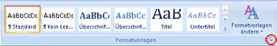 Startprogramm für das Dialogfeld 'Formatvorlagen'