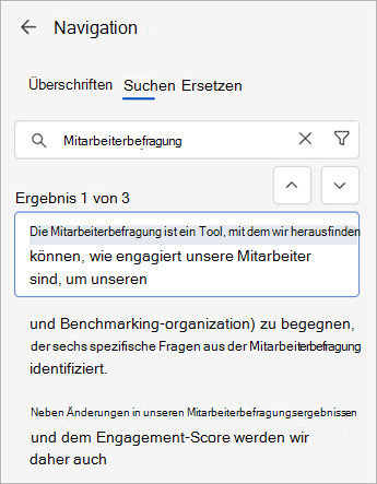 Sie können den Befehl Suchen zusammen mit dem Navigationsbereich verwenden, um in Ihrem Word nach dem Webdokument zu suchen.