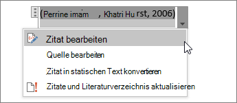 Wählen Sie „Zitieroptionen“ aus und dann „Zitat bearbeiten“