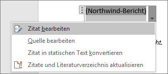 Gezeigt werden die verfügbaren Optionen unter einem Zitat.