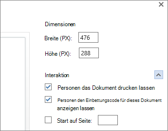 Optionen zum Einbetten eines Word-Dokuments