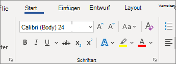 Gruppe 'Schriftart' auf der Registerkarte 'Start'