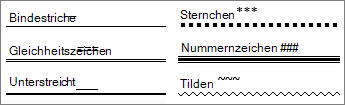 Beispielbeispiel für horizontale Linien