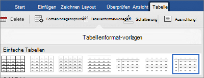 Tabellenformate