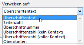 Auswahlmöglichkeiten in der Liste 
