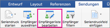 Klicken, um die Empfängerliste zu bearbeiten