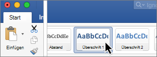 Im Menüband auf ein Überschriftenformat klicken