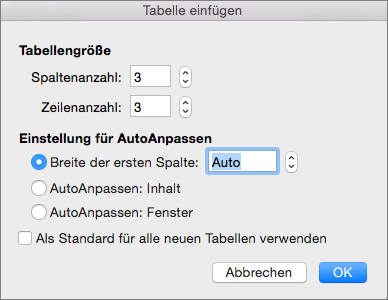 Shows the settings for creating a custom table