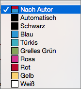 Die Farboptionen für 