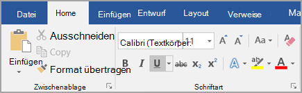 Klicken Sie auf Unterstrichen.
