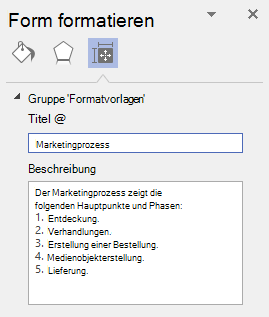 Das Dialogfeld Alternativtext für Visuals in Visio für Windows.