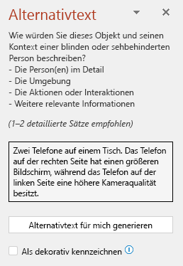 Der Alternativtextbereich mit einem Beispiel für einen guten Alternativtext.