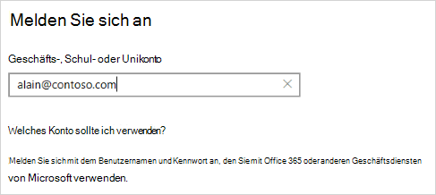 Bildschirm zum Anmelden