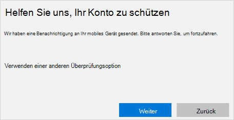 Bildschirm mit Benachrichtigung an das mobile Gerät