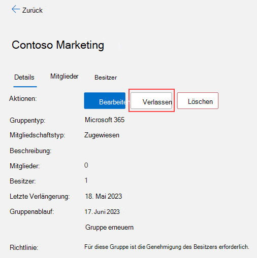 Abbildung, die zeigt, wie eine Gruppe verlassen wird.