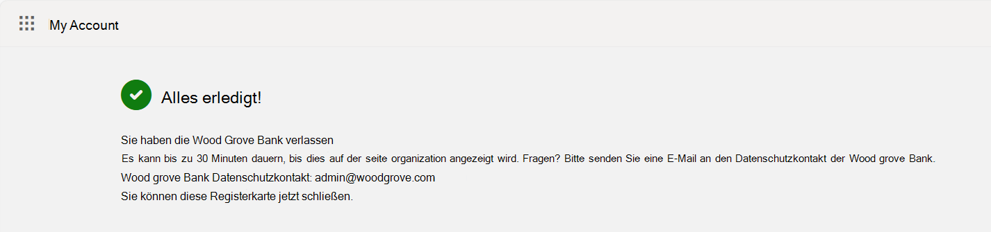 Screenshot: Bestätigungsbildschirm 