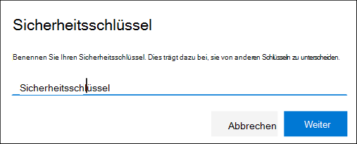 Sicherheitsinfoseite, Benennen des Sicherheitsschlüssels