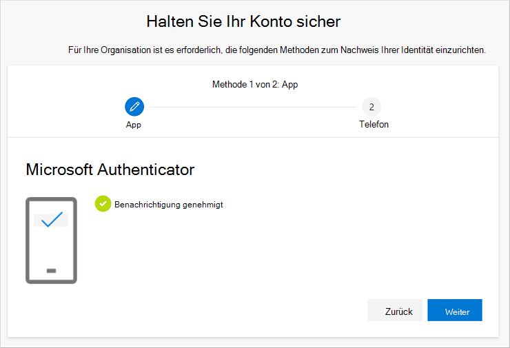 Erfolgsmeldung zur Verbindung der App und Ihres Kontos