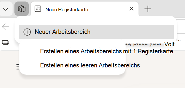 Screenshot des neuen Arbeitsbereichs.