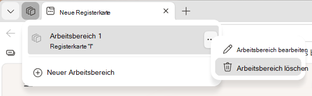 Screenshot: Löschen eines Arbeitsbereichs