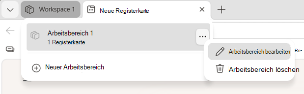 Screenshot: Bearbeiten eines Arbeitsbereichs