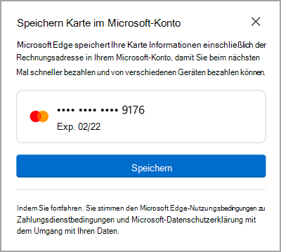 In Microsoft-Konto speichern