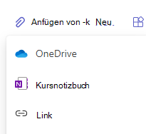 Screenshot der Optionen zum Anfügen.
