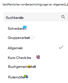 Screenshot von Kanalbenachrichtigungen.