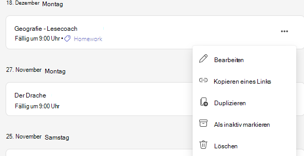 Screenshot: Position der Löschoption.