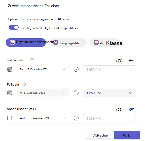 Zeitleiste bearbeiten