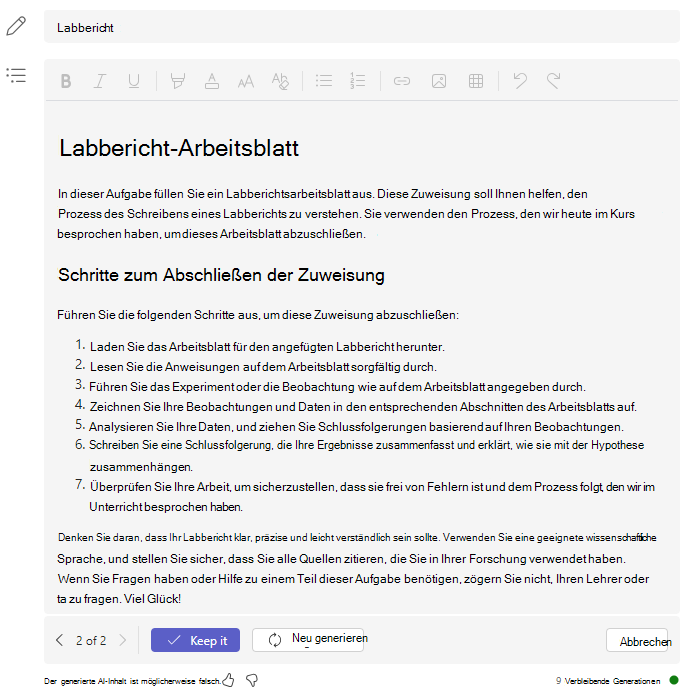 Schritte für Labberichte