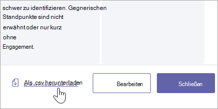 Eine Rubrik als .csv Datei herunterladen.