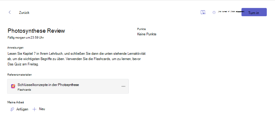 Screenshot einer Lernaktivitäts-Karte, die innerhalb einer Aufgabe angezeigt wird.