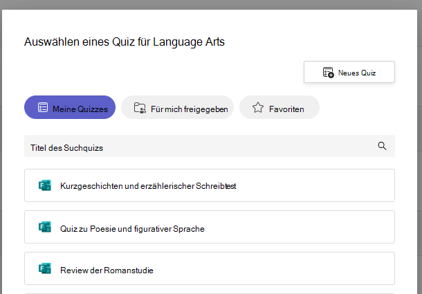 Screenshot des Quiz.