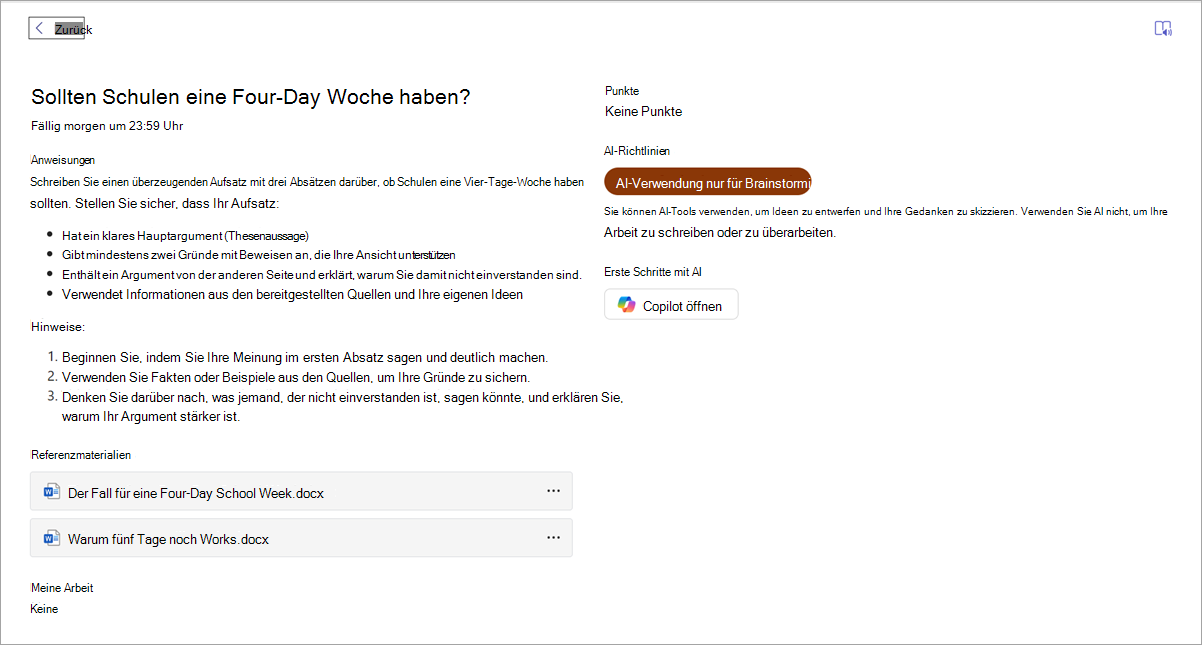 Screenshot dessen, was der Kursteilnehmer sieht.